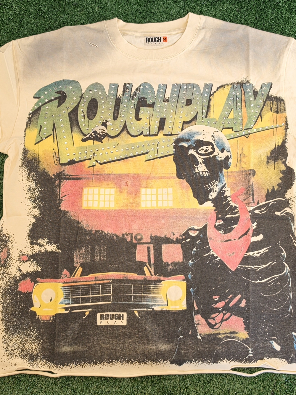 Rough Play Graphic T-Shirt Size M - Skeleton Vintage Streetwear